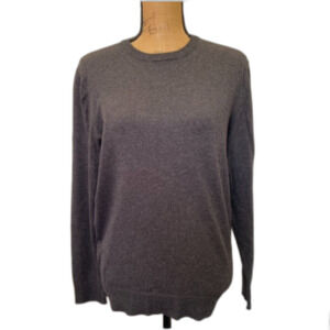 Alfani Classic Crew Neck Sweater Solid Gray Neutral Basic‎ Cotton Size Medium